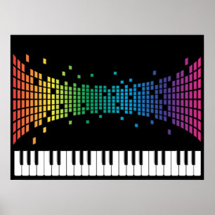 音楽ピアノの楽器のキ数々のーボード色 ポスター