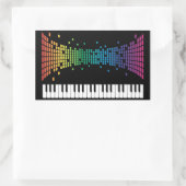 音楽ピアノの楽器のキ数々のーボード色 長方形シール (バッグ)