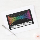 音楽ピアノの楽器のキ数々のーボード色 長方形シール (封筒)