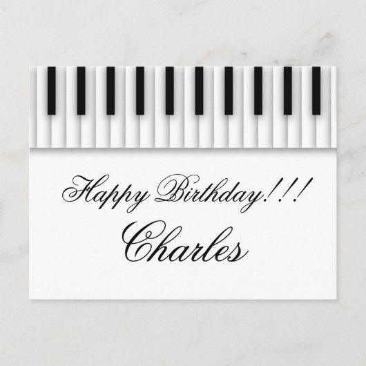 音楽ピアノは白黒を調整します ポストカード (正面)