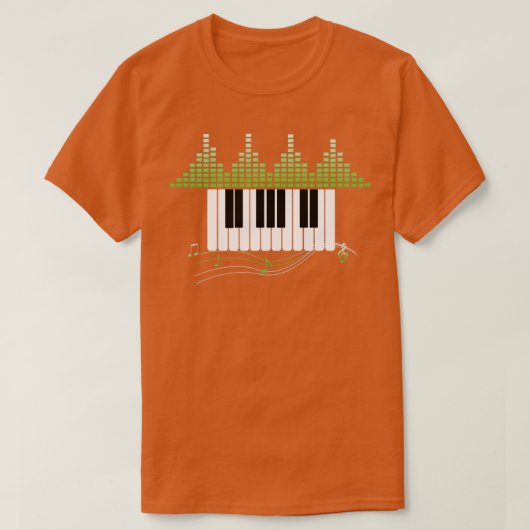 音楽ピアノシート音楽ビート Tシャツ (デザイン正面)