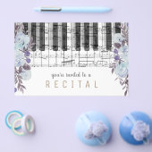 音楽ピアノブルーウォーターカラー花デザイン チラシ (シングル)