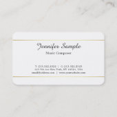 音楽ピアノ先生作曲家プロフェッショナル エレガント 名刺 (裏面)