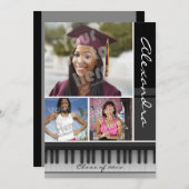 音楽ピアノ鍵、写真卒業 招待状 (正面/裏面)