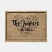 音楽ファミリー名設定されたノートの年ハート ドアマット (正面)