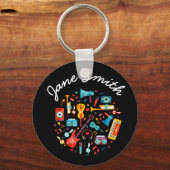 音楽ファンキーカラフルミュージカル楽器 キーホルダー (正面)