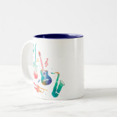 音楽ファンキーカラフルミュージカル楽器 ツートーンマグカップ (正面左)