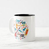 音楽ファンキーカラフルミュージカル楽器 ツートーンマグカップ (正面左)