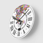 音楽ファンキー蓄音機 |レトロ ラウンド壁時計 (傾斜)