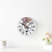 音楽ファンキー蓄音機 |レトロ ラウンド壁時計 (ホーム)