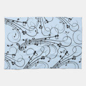 音楽ファンシーノート（青） キッチンタオル (横)