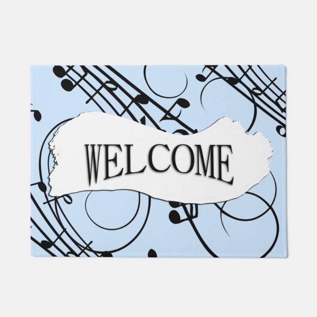 音楽ファンシーノート（青） ドアマット (正面)