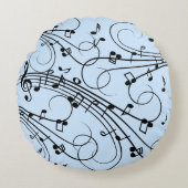 音楽ファンシーノート（青） ラウンドクッション (正面)