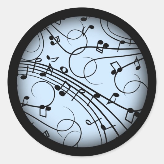 音楽ファンシーノート(青) ラウンドシール (正面)