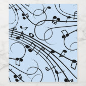 音楽ファンシーノート（青） ワインラベル (シングルラベル)