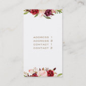 音楽フェイク金ゴールドフォイル三重クレフ、 音符記号と花 名刺 (裏面)