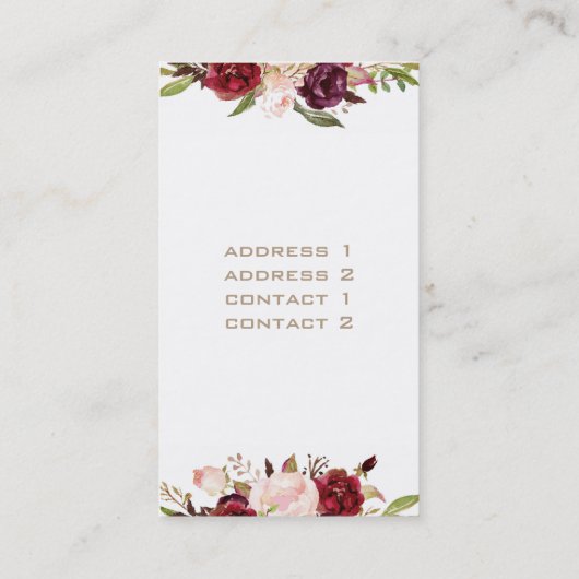 音楽フェイク金ゴールドフォイル三重クレフ、 音符記号と花 名刺 (裏面)