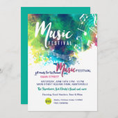 音楽フェスティバルの水彩のアナウンス/招待状 招待状 (正面/裏面)