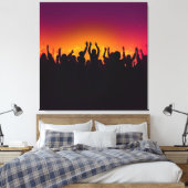 音楽フェスティバルコンサートの群衆シルエット人々ハン キャンバスプリント (インサイチュ (寝室))