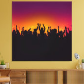 音楽フェスティバルコンサートの群衆シルエット人々ハン キャンバスプリント (インサイチュ (リビング))