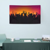 音楽フェスティバルコンサートの群衆シルエット人々ハン 横断幕 (トレードショー)