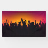 音楽フェスティバルコンサートの群衆シルエット人々ハン 横断幕 (横)