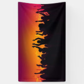 音楽フェスティバルコンサートの群衆シルエット人々ハン 横断幕 (縦)