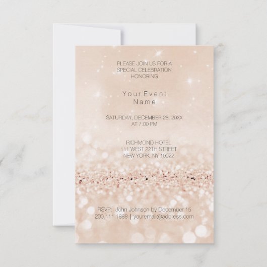 音楽フェスティバルコンサートナイトズビップシャンペーングリッター 招待状 (裏面)