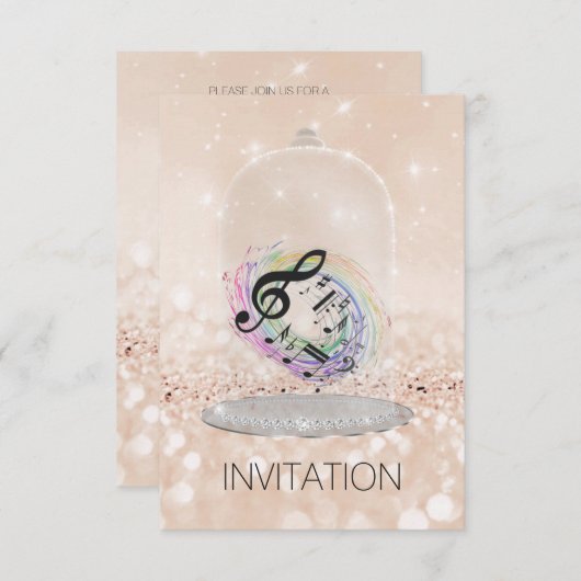 音楽フェスティバルコンサートナイトズビップシャンペーングリッター 招待状 (正面/裏面)