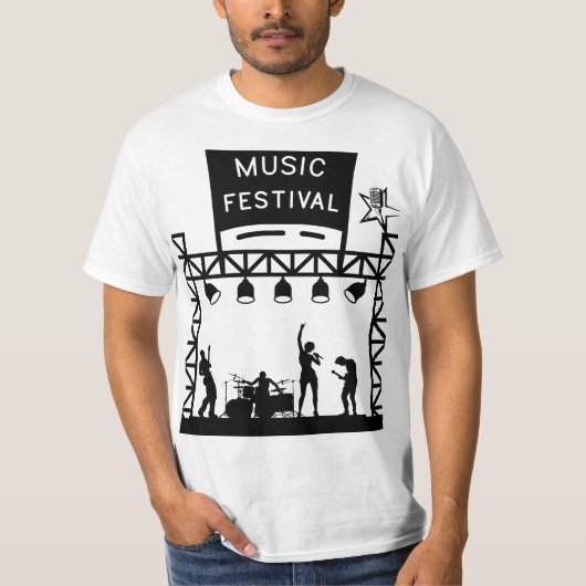 音楽フェスティバルステージシルエットTシャツ Tシャツ (正面)