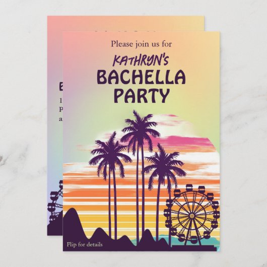 音楽フェスティバルバチェロレッテ週末の日程 招待状 (正面/裏面)