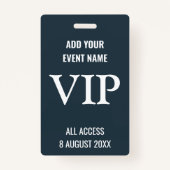 音楽フェスティバルバックステージパスVIPネイビーブルー バッジ (正面)