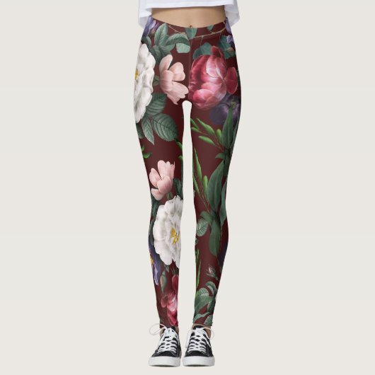 音楽フェスティバルパーティー赤のためのボホ高級パターン レギンス (正面)