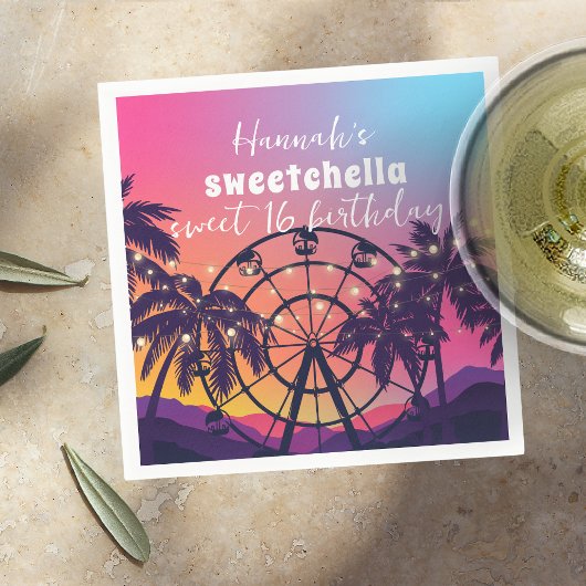 音楽フェスティバル | Ferris Wheel Palms Sweet 16 スタンダードカクテルナプキン