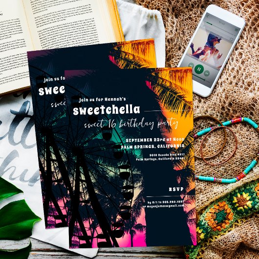 音楽フェスティバル | Ferris Wheel Palms Sweet 16 招待状