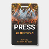 音楽フェスティバルPress All Access PassイベントID バッジ (表面)
