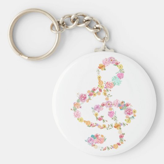 音楽フローラ高音クレフ、 音符記号 キーホルダー (正面)