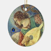 音楽ブルージェムストーンを作るクリスマスエンジェル セラミックオーナメント (左)