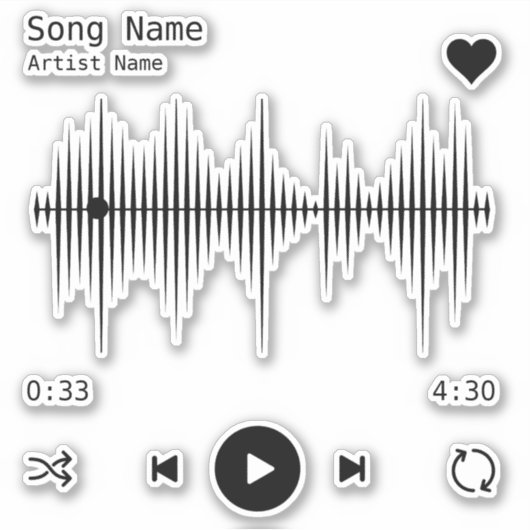 音楽プレイヤーアーティストと曲パーソナライズされた シール (正面)