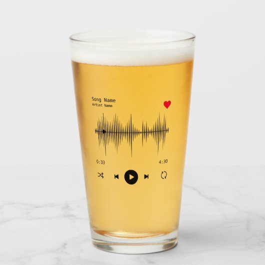 音楽プレイヤーアーティストと曲パーソナライズされた タンブラーグラス (ドリンク正面)