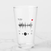 音楽プレイヤーアーティストと曲パーソナライズされた タンブラーグラス (正面)