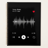 音楽プレイヤーアーティストと曲パーソナライズされた プランナー手帳 (正面)