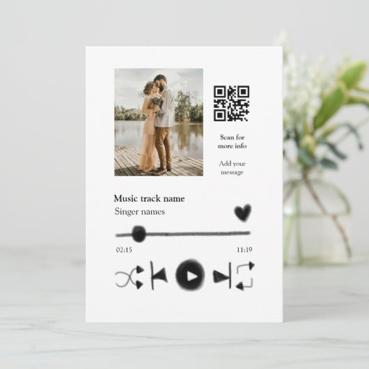 音楽プレイヤーパーソナライズされたカップル愛q rコードテックス シーズンカード (スタンド正面)