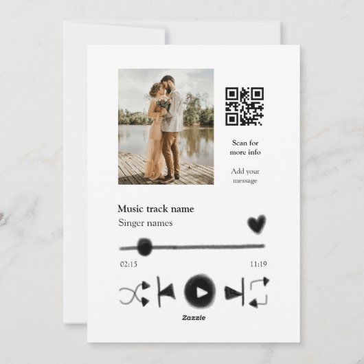 音楽プレイヤーパーソナライズされたカップル愛q rコードテックス シーズンカード (裏面)