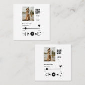 音楽プレイヤーパーソナライズされたカップル愛q rコードテックス スクエア名刺 (正面/裏面)