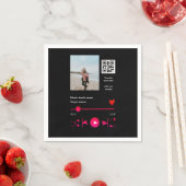 音楽プレイヤーパーソナライズされたカップル愛q rコードテックス スタンダードカクテルナプキン (インサイチュ)