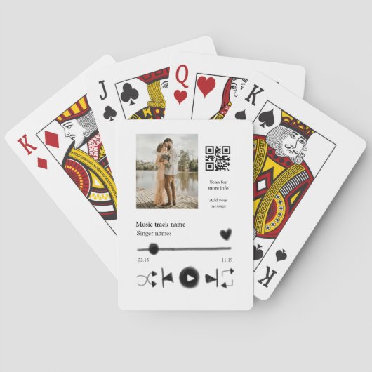 音楽プレイヤーパーソナライズされたカップル愛q rコードテックス トランプ (裏面)
