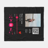 音楽プレイヤーパーソナライズされたカップル愛q rコードテックス フリースブランケット (正面(横))