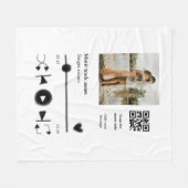 音楽プレイヤーパーソナライズされたカップル愛q rコードテックス フリースブランケット (正面(横))