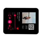 音楽プレイヤーパーソナライズされたカップル愛q rコードテックス マグネット (横)